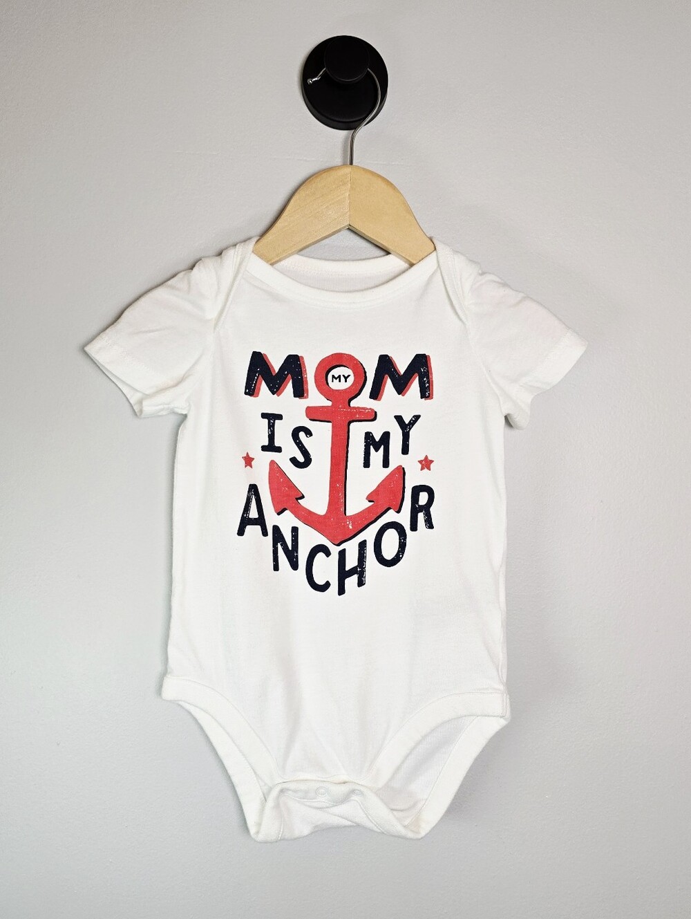 GAP White Bodysuit with Red Anchor and Navy Text Cotton